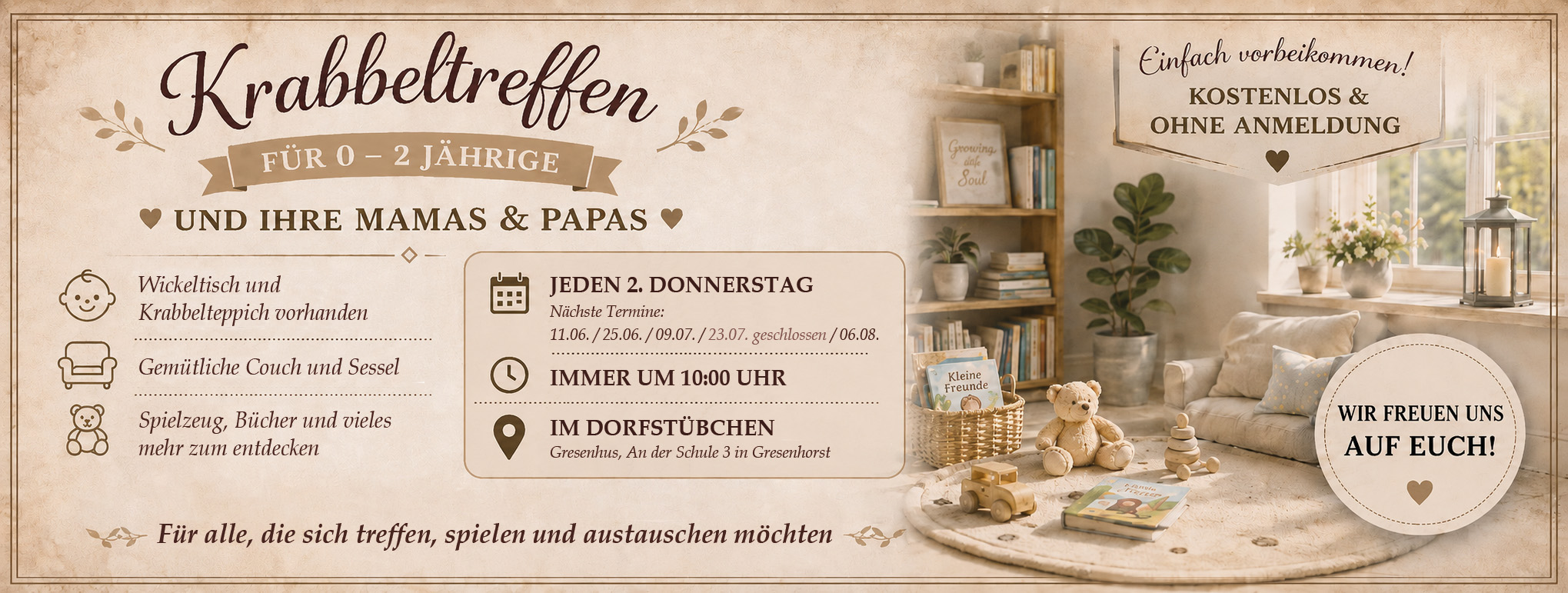 Krabbeltreffen im Dorfstübchen Krabbeltreffen im Dorfstübchen